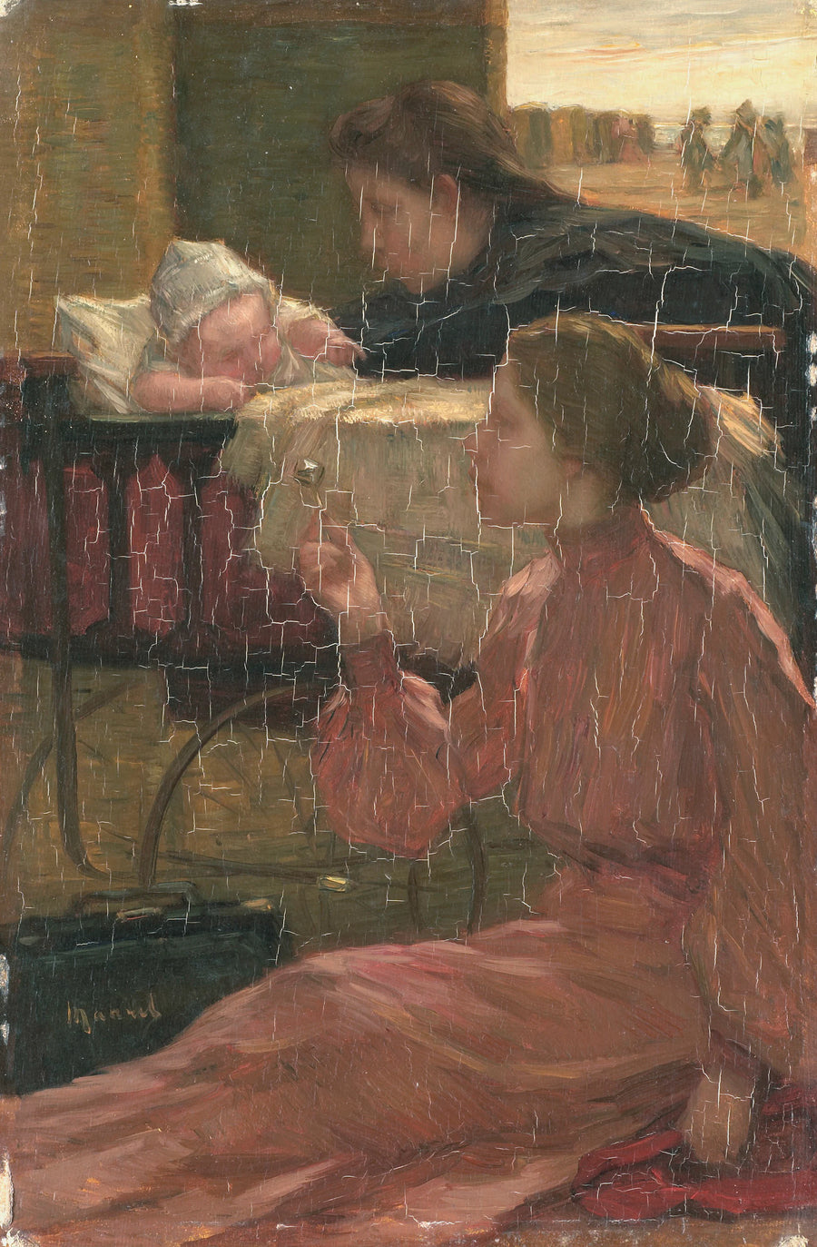 Avec la poussette sur la plage - Marinus van der Maarel