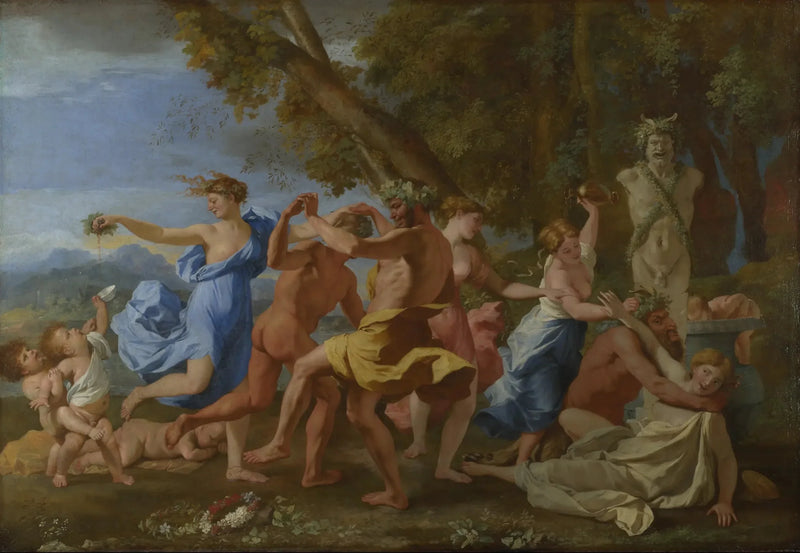 Bacchanale framför ett tempel - Nicolas Poussin