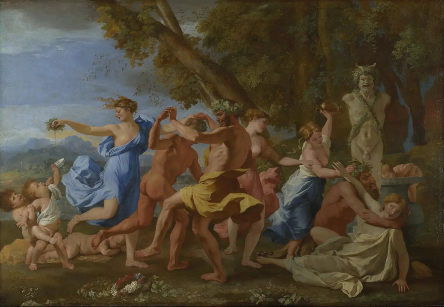 Bacchanale framför ett tempel - Nicolas Poussin