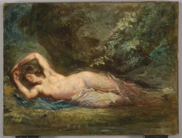 Sovande bacchant i ett landskap - Eugène Delacroix