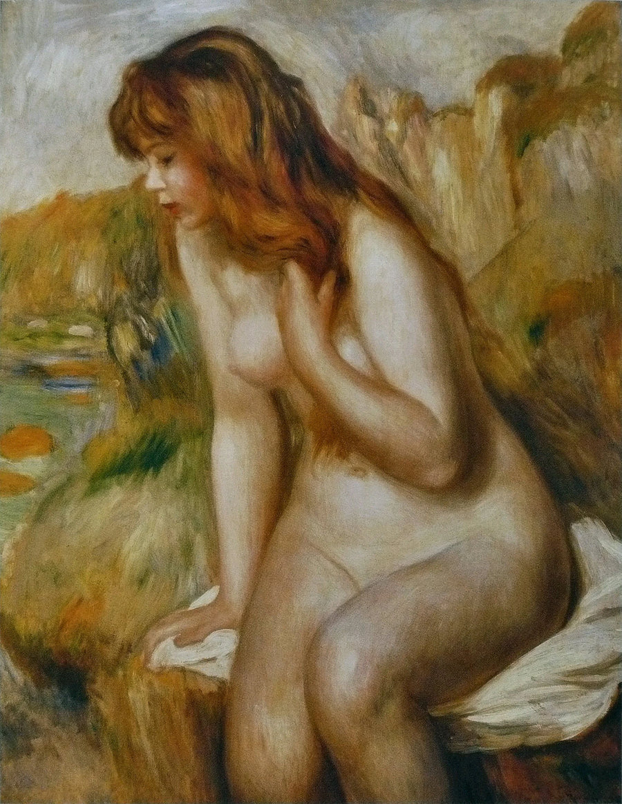 Sittande badande vid klippan - Pierre-Auguste Renoir