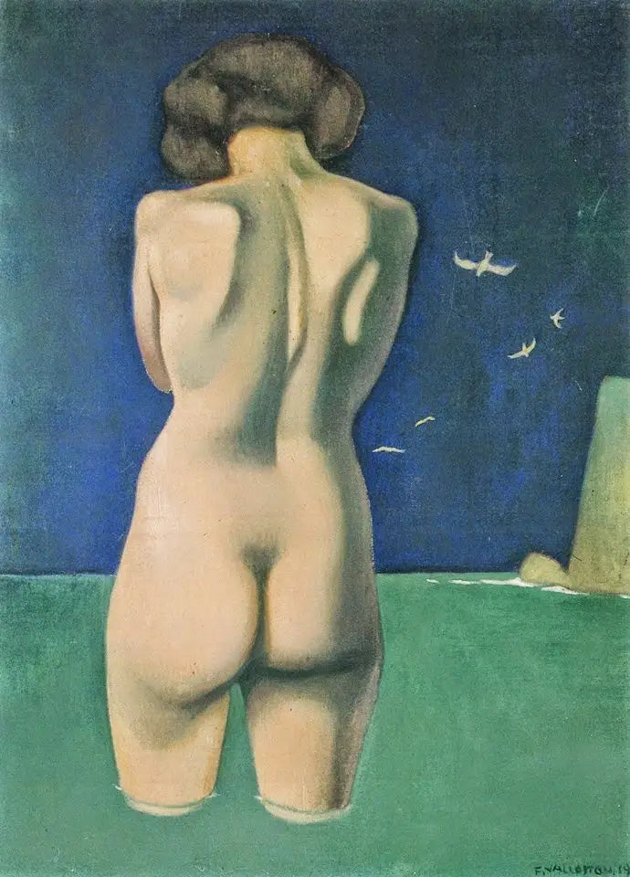 Baderska med fåglar - Félix Vallotton