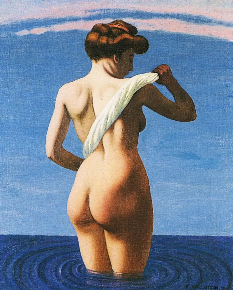 Badhustru som torkar ryggen med en rullad handduk - Félix Vallotton