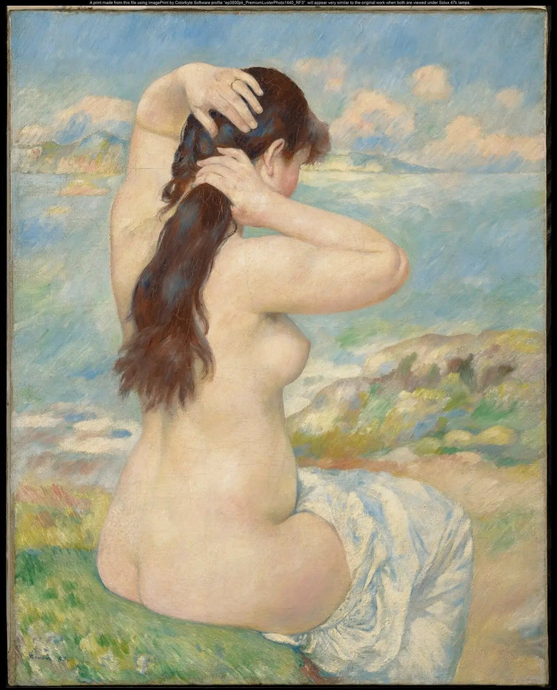 Badande kvinna som sätter upp håret - Pierre-Auguste Renoir