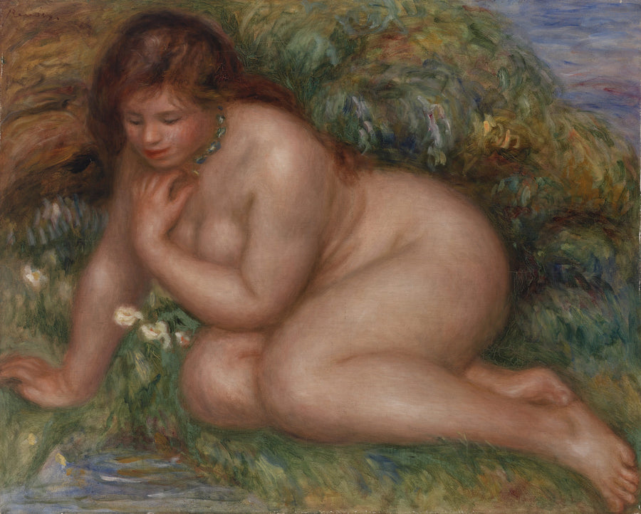 Badande kvinna som ser sig själv i vattnet - Pierre-Auguste Renoir