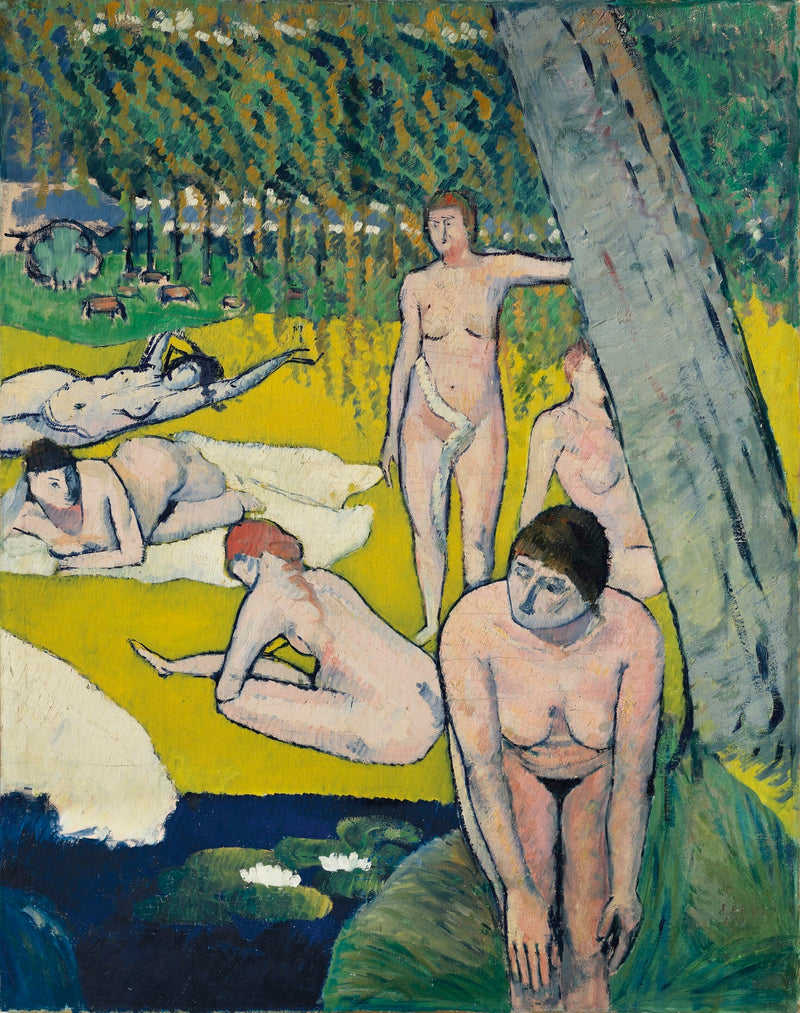 Badande kvinnor med näckrosor - Émile Bernard