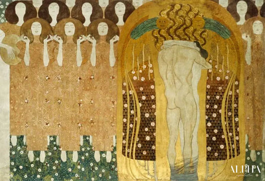 Baiser, détail de La Frise Beethoven  - Gustav Klimt - Reproductions de tableaux et peintures haut de gamme