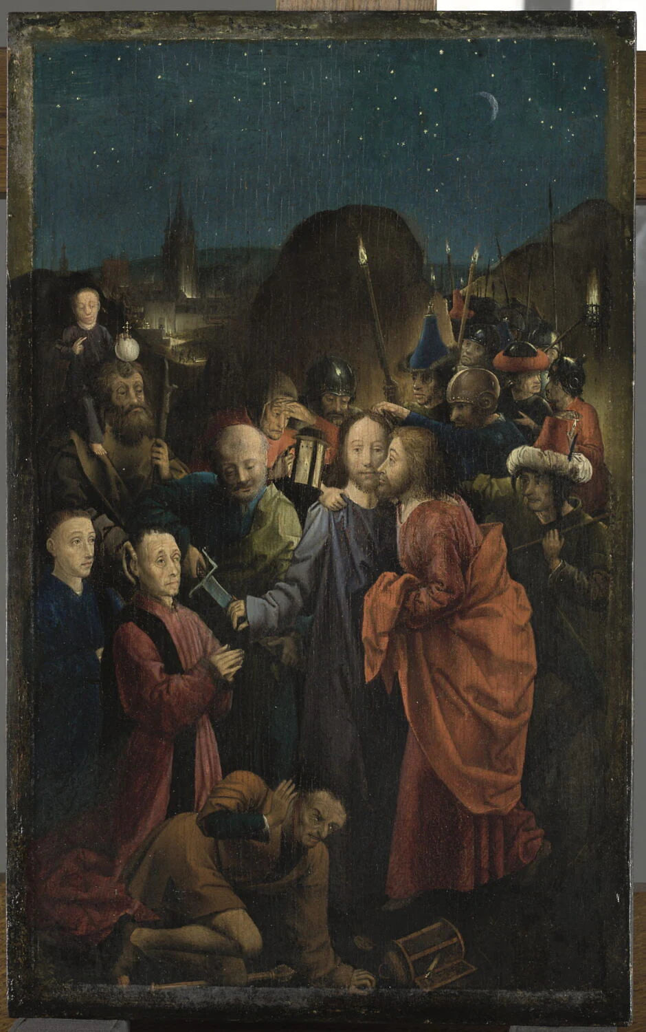 Le Baiser de Judas et l'Arrestation du Christ avec Dreux I Budé et son fils Jean III présentés par saint Christophe - Maître de Dreux Budé (André d'Ypres?)