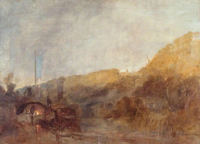 Båt på floden, solnedgång - J. M. W. Turner