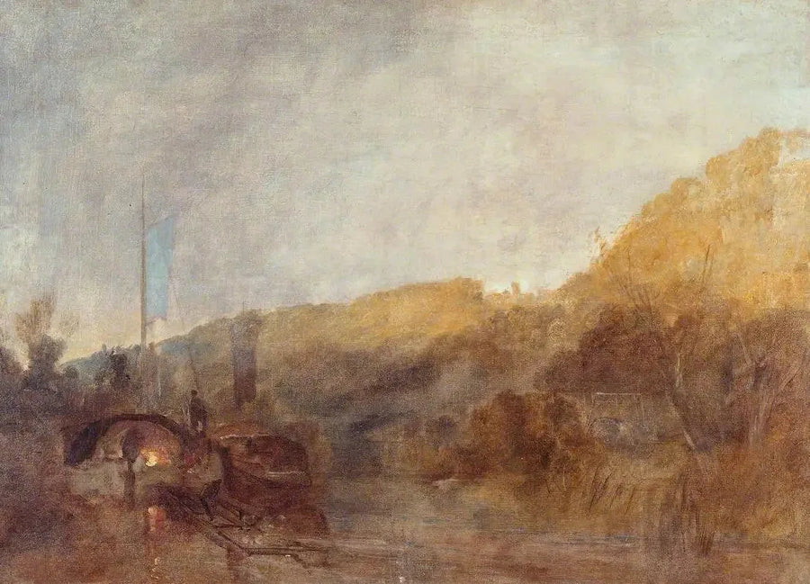 Båt på floden, solnedgång - J. M. W. Turner