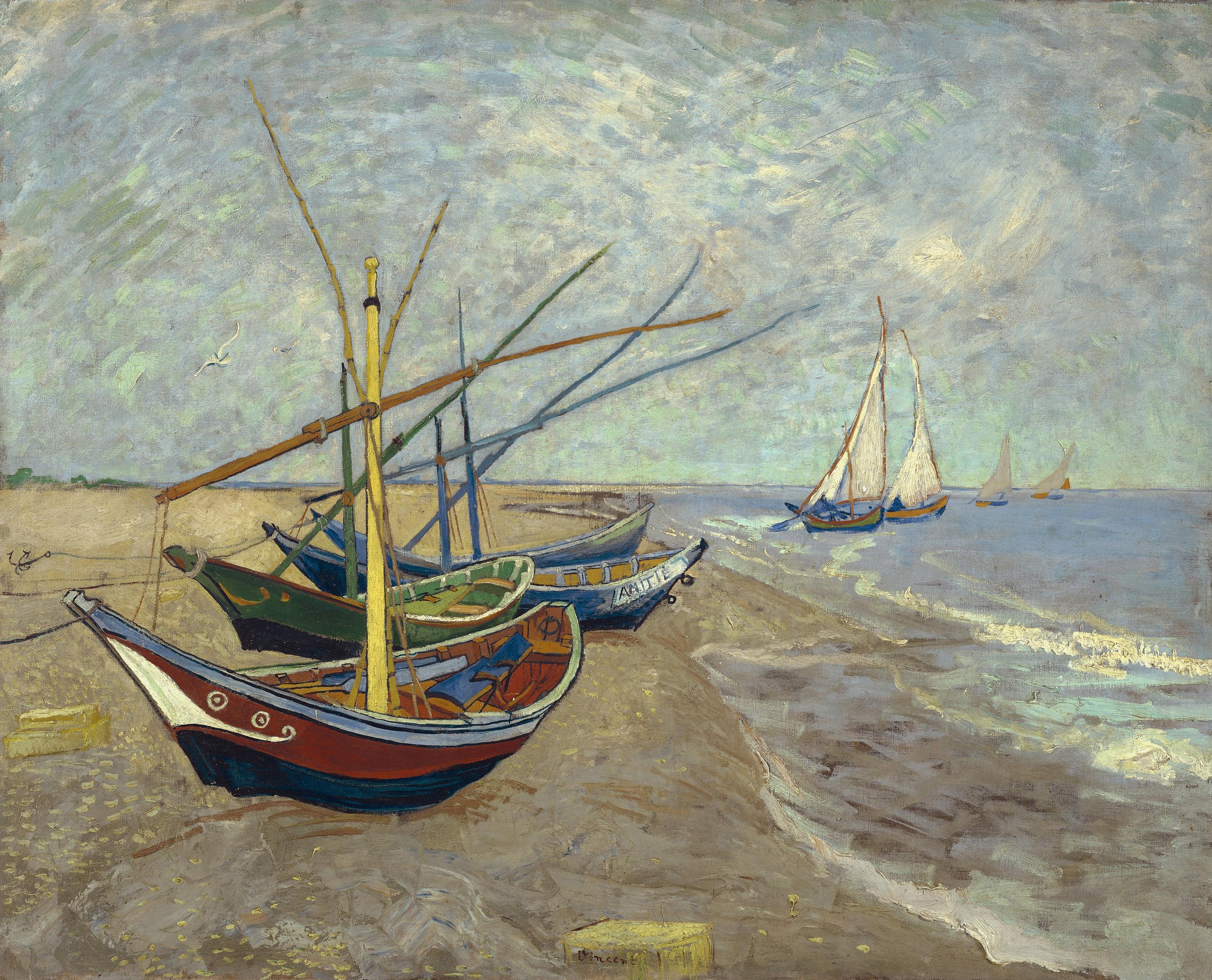 Reproduction du tableau « Barques aux Saintes-Maries - Vincent van Gogh » par Alpha Reproduction en peinture à l’huile