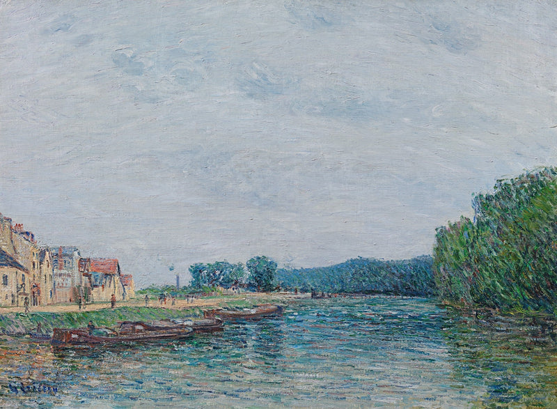 båtar, kajen vid Pothuis i Pontoise - Gustave Loiseau