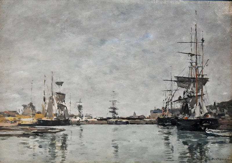 Deauvillebassängen grå himmel - Eugène Boudin