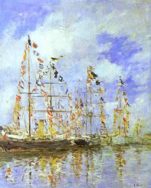 Yachtbassäng i Trouville-Deauville - Eugène Boudin