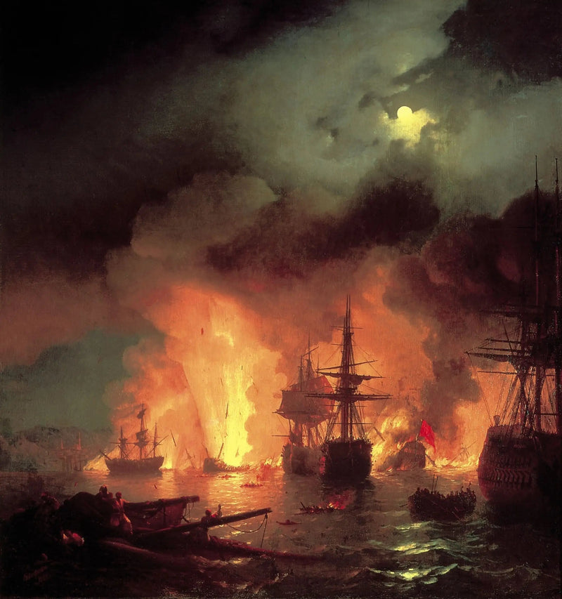 Slaget vid Tchesmé - Ivan Aivazovskij