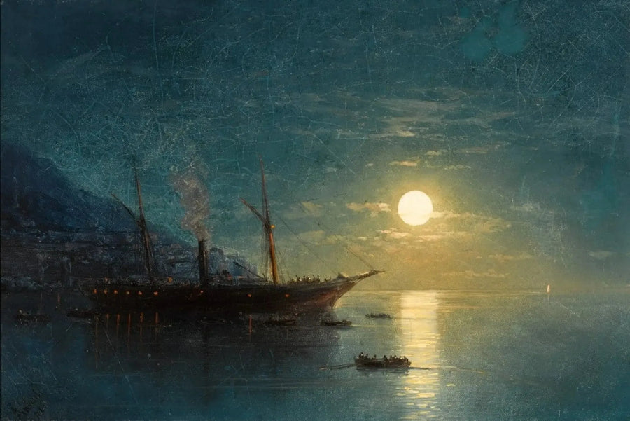 Ångbåt en natt under månljus - Ivan Aïvazovski