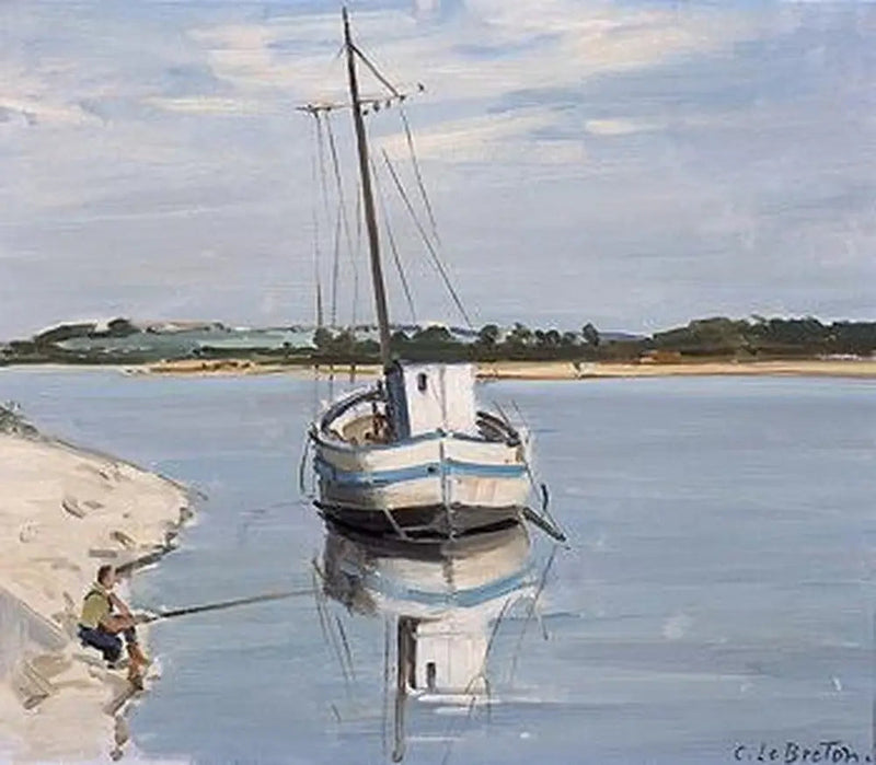 Vit båt på Loire - Jules Breton