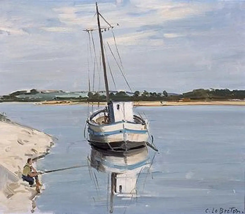 Vit båt på Loire - Jules Breton