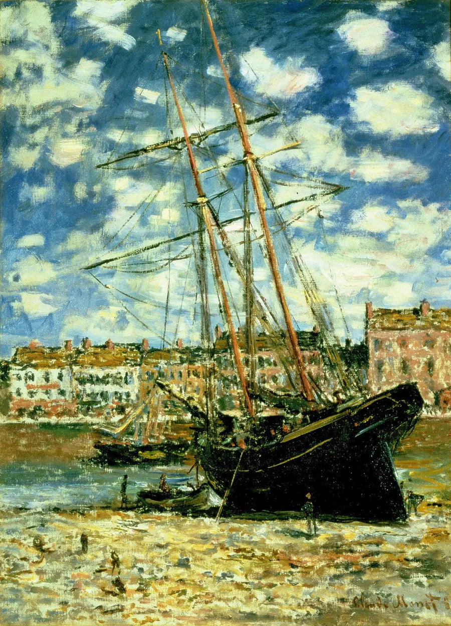 Båt liggande vid lågvatten - Claude Monet