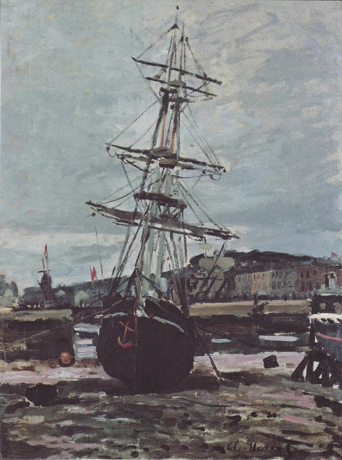 Ett skepp strandat vid Fécamp - Claude Monet