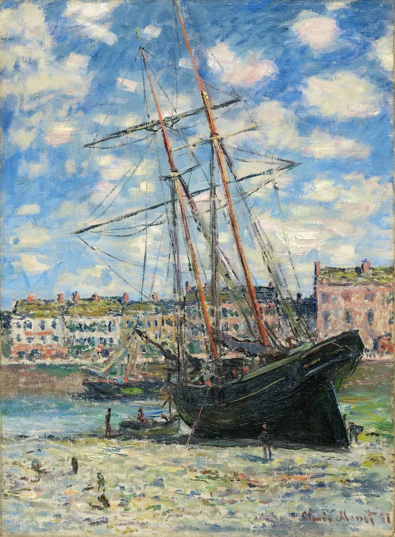 Båt strandsatt vid lågvatten W644 - Claude Monet