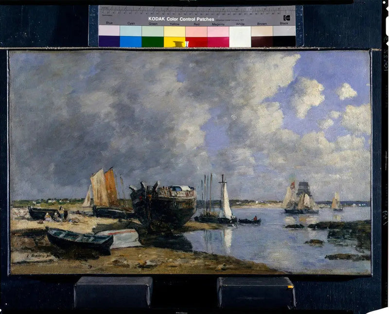 Båtar vid ankar och vid brohuvudet - Eugène Boudin