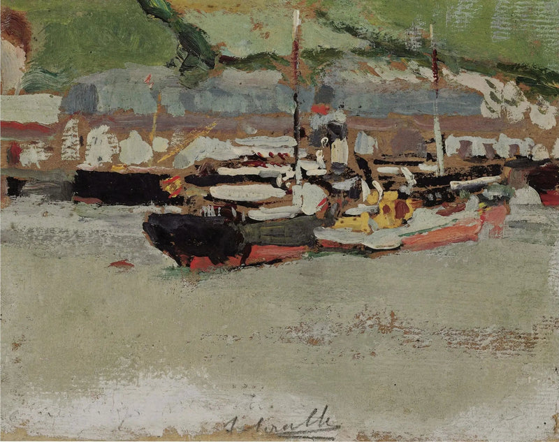 Båtar i en hamn - Joaquín Sorolla