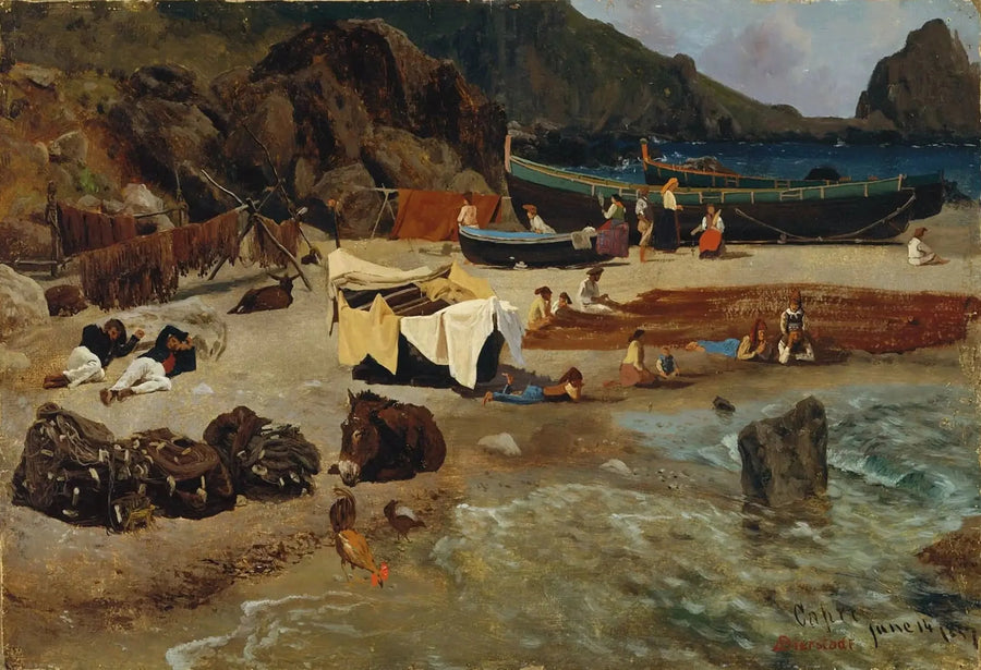 Fiskebåtar i Capri - Albert Bierstadt