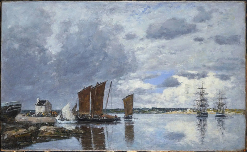 Fiskebåtar i Kerhor - Eugène Boudin