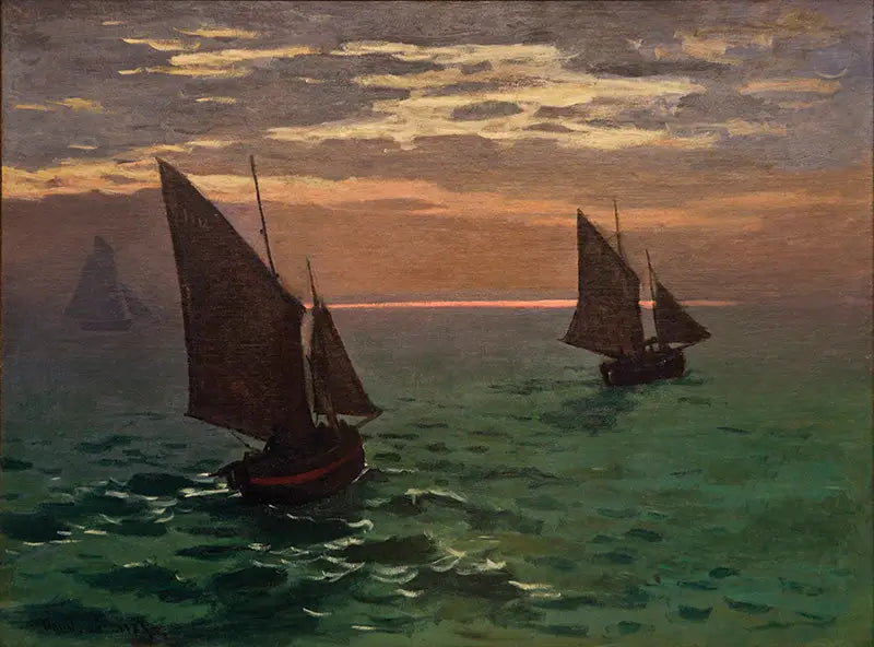 Fiskebåtar till havs - Claude Monet