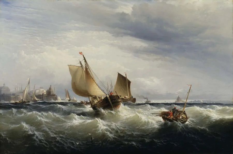 Fiskebåtar som närmar sig vinden - Edward Moran