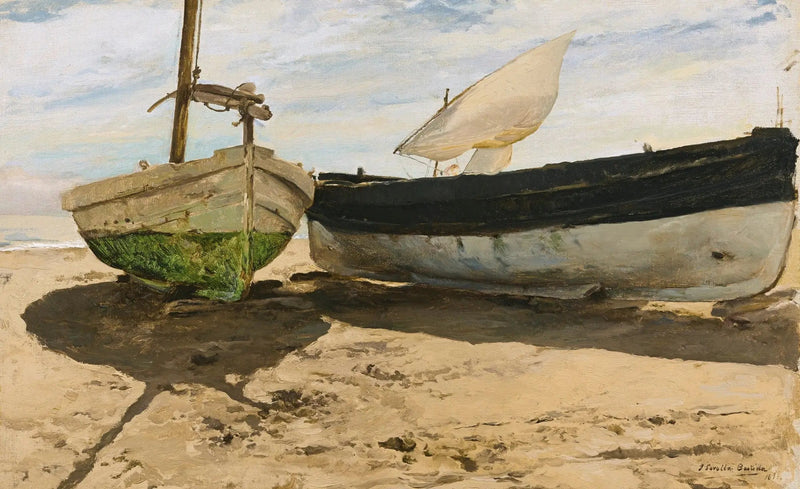 Fiskebåtar på stranden, Valencia - Joaquín Sorolla