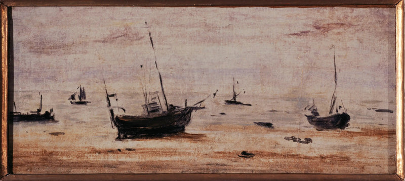 Skepp som strandat vid lågvatten - Eugène Boudin