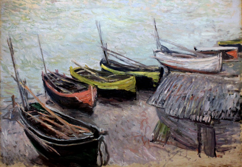 Båtar på stranden i Étretat - Claude Monet