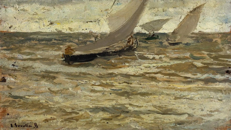 Båtar som lämnar hamnen, Asturien - Joaquín Sorolla