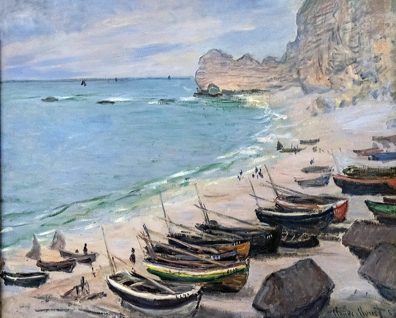 Båtar på stranden i Étretat - Claude Monet