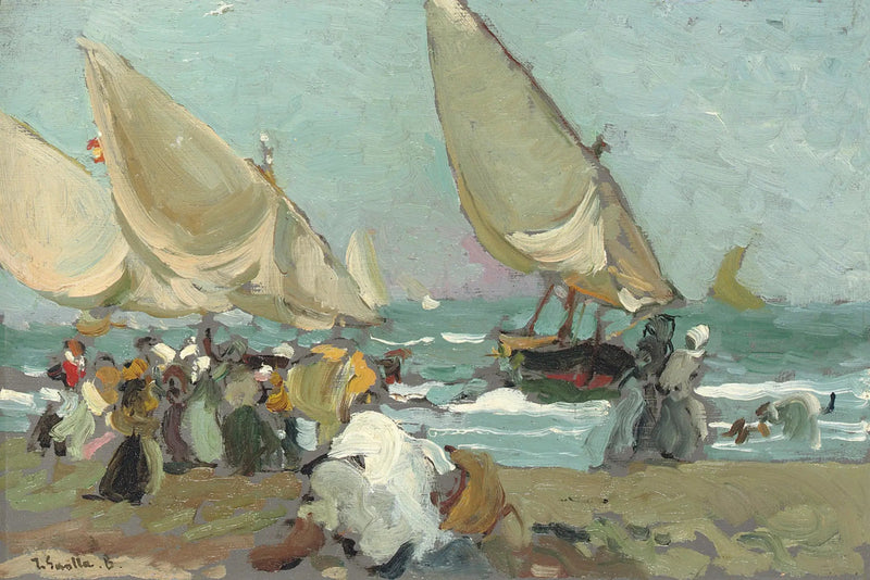 Båtar på stranden i Valencia - Joaquín Sorolla