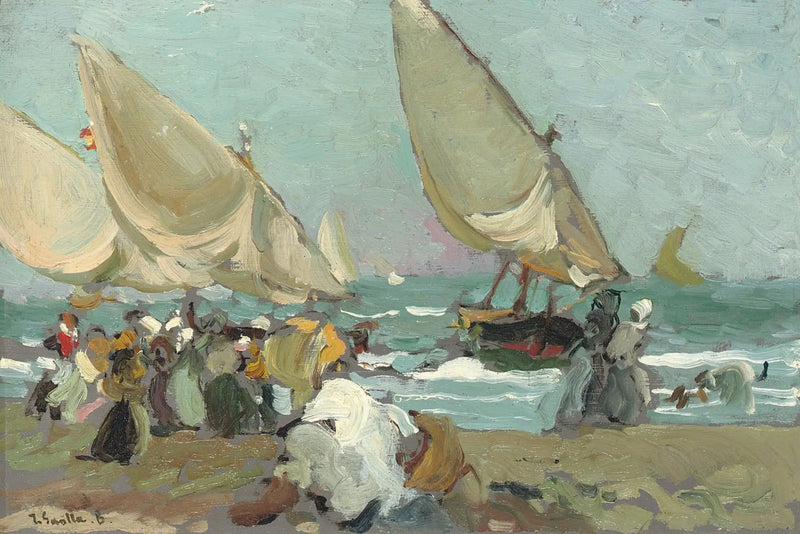Båtar på stranden i Valencia - Joaquín Sorolla