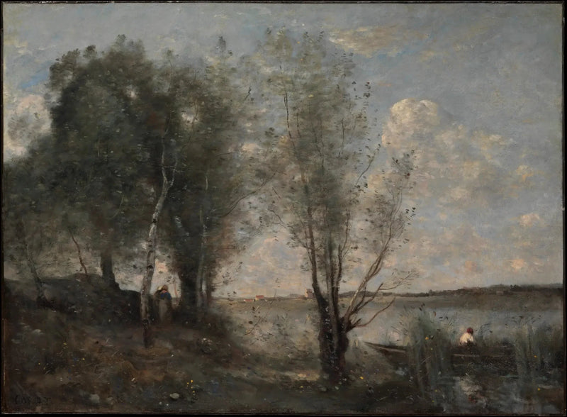 Båtsman bland vassrör - Jean-Baptiste Camille Corot