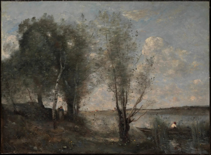 Båtsman bland vassrör - Jean-Baptiste Camille Corot