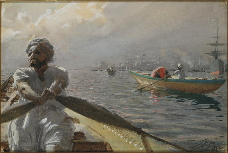 Turkiskt bad i Konstantinopels hamn - Anders Zorn