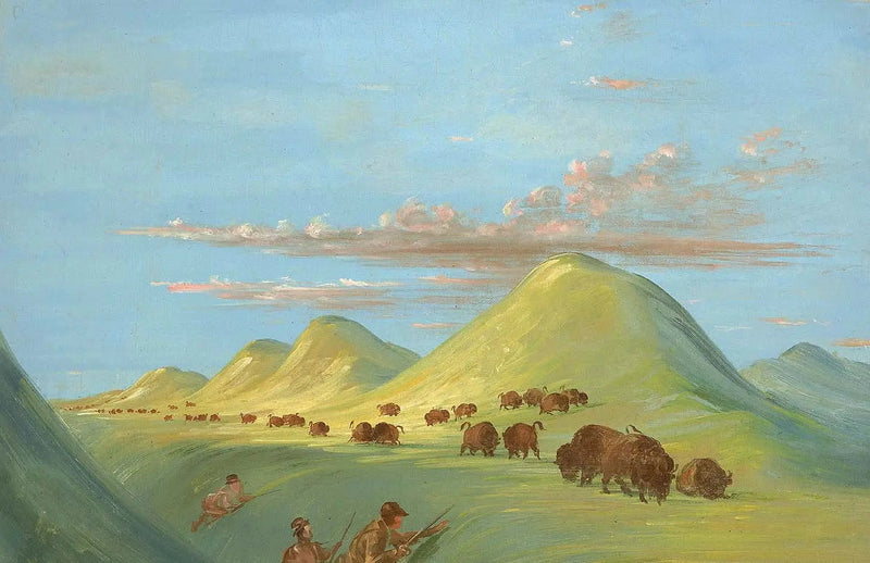 Batiste, Bogard och jag närmar oss Buffalo vid Missouri - George Catlin