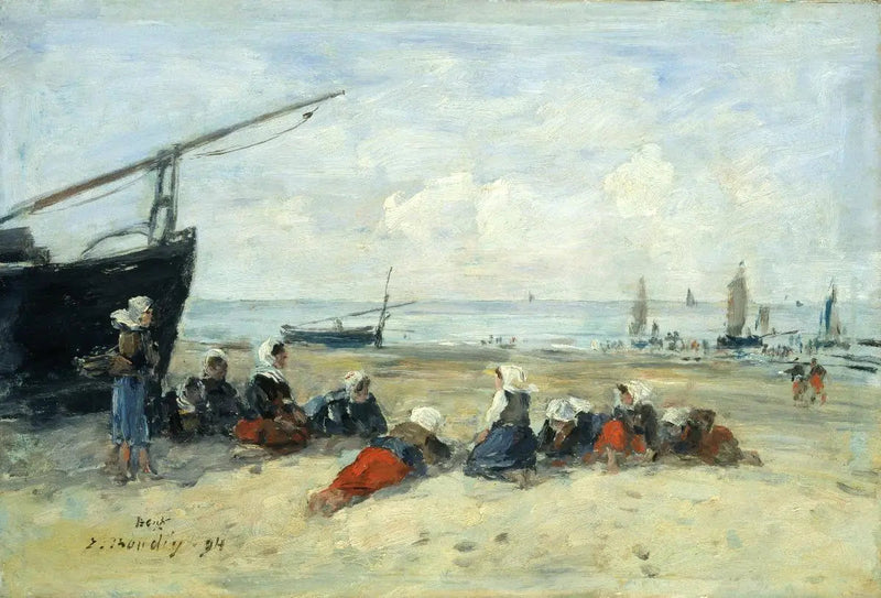 Berck, Fiskare på stranden, lågvatten - Eugène Boudin