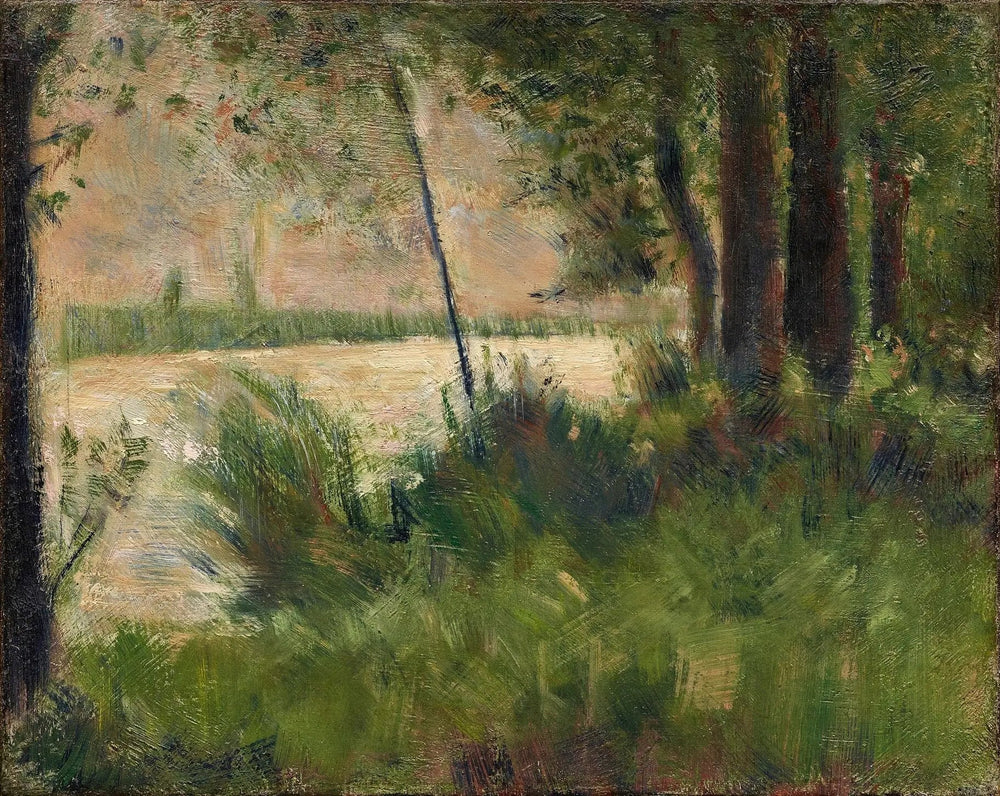 Reproduction du tableau « Berge herbeuse - Georges Seurat » par Alpha Reproduction en peinture à l’huile