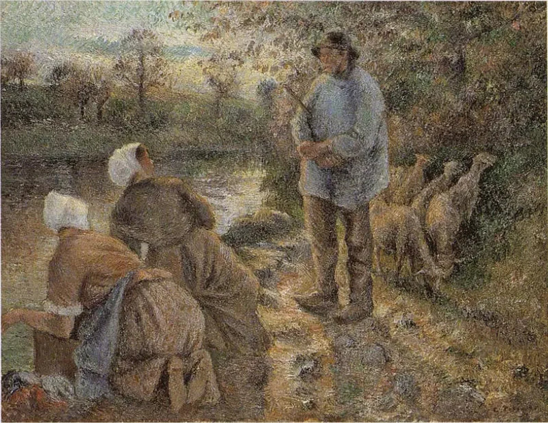 Berger och tvättmaskiner i Montfoucault - Camille Pissarro