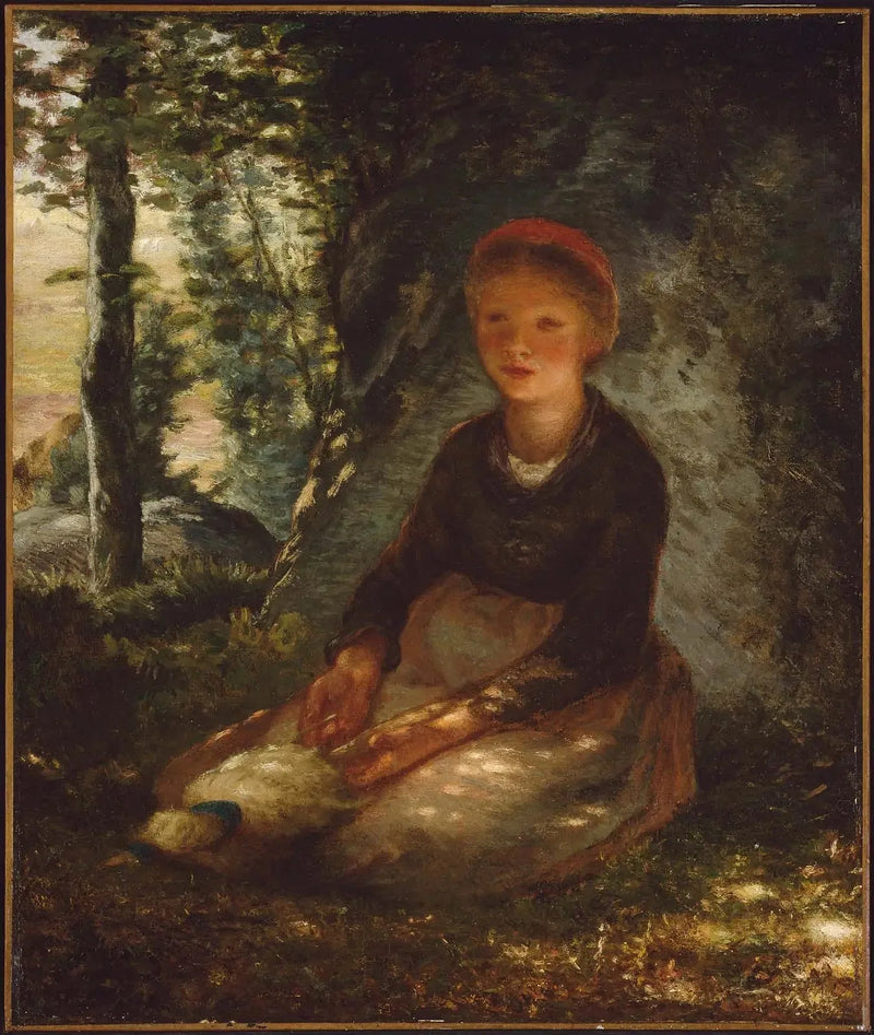 Sittande herdekvinnas i skuggan - Jean-François Millet