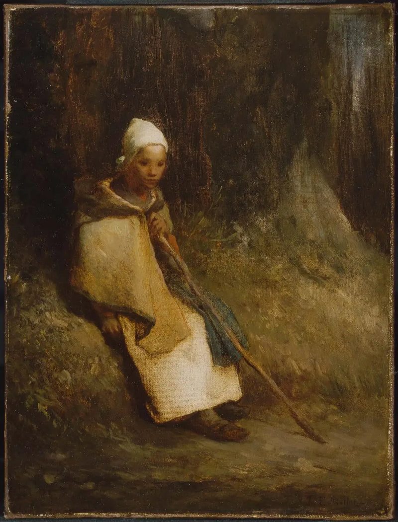 Bergerska sittande vid skogskanten - Jean-François Millet