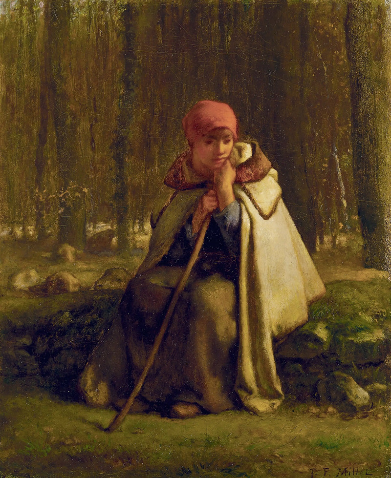 Sittande herdeinna - Jean-François Millet