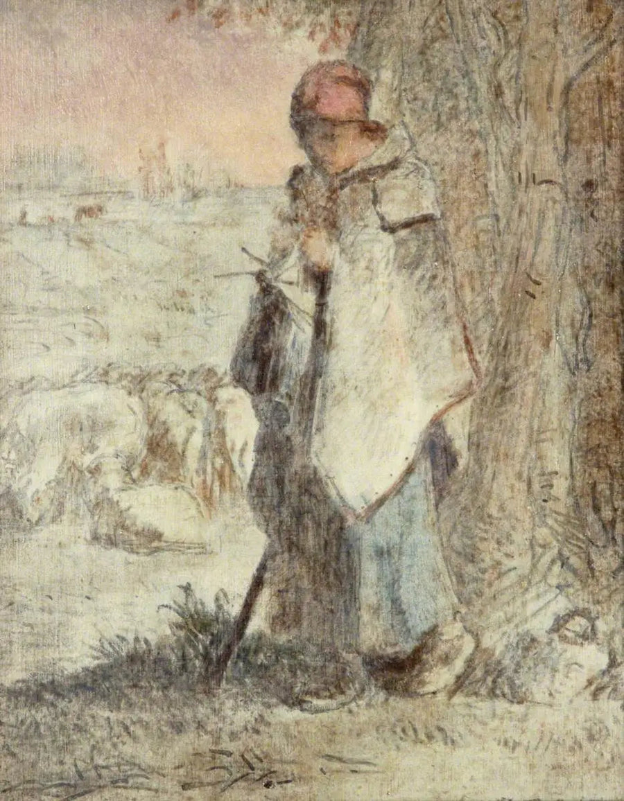 Bergerska som stickar - Jean-François Millet
