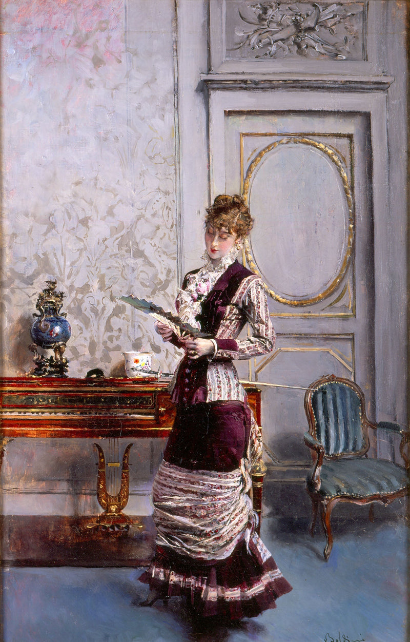Berthe som beundrar en fan - Giovanni Boldini